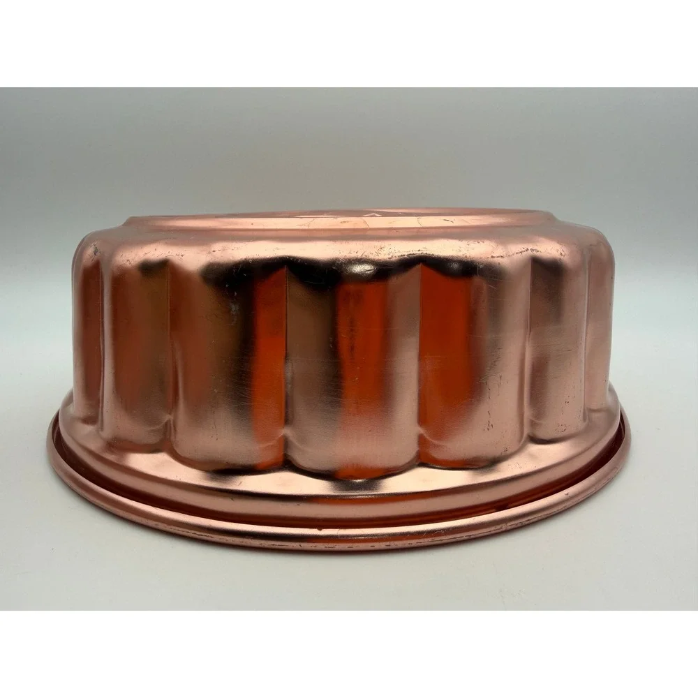 Vintage Copper Aluminum Pineapple Jello Mold Round Fluted Cake Tin Wall Decor